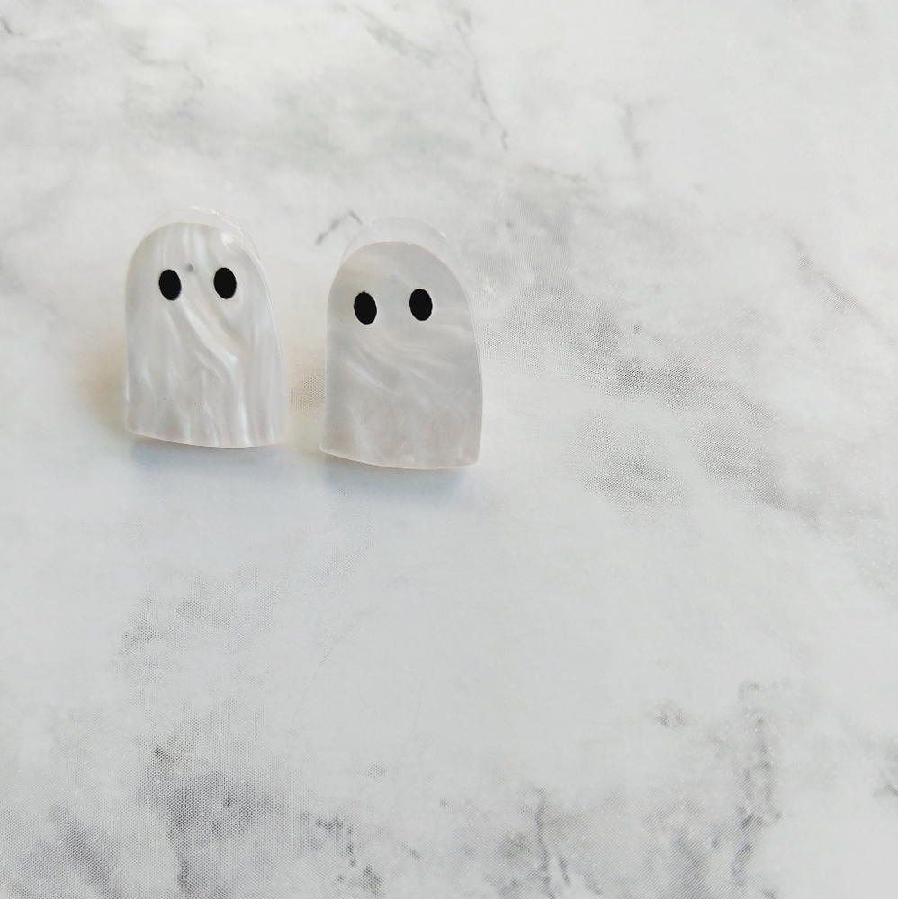 OpalGlaze Halloween glitter Ghost studs earrings
